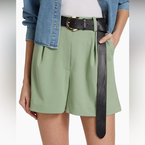 Favorite Daughter The Favorite High-Rise Wide-Leg Shorts - Size 14 - Basil - NWT - Picture 1 of 16